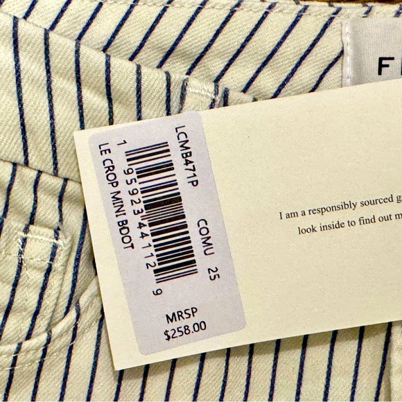 FRAME Le Crop Mini Boot NWT SZ 25 Striped White and Blue Cropped Pants - Picture 2 of 5